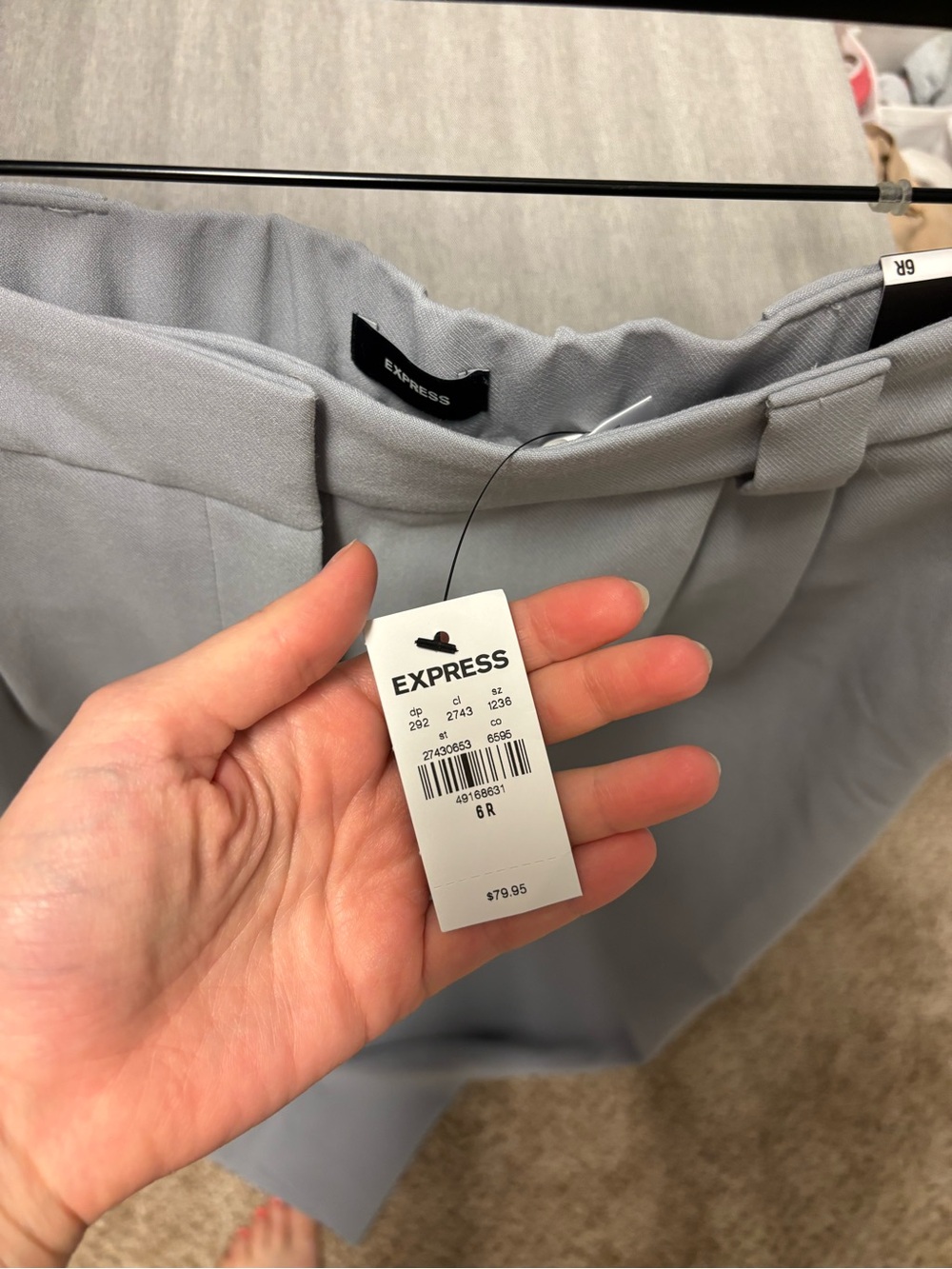 Express Light Blue Gray Boot-Cut Dress Pants with Matching Vest - Picture 7 of 7